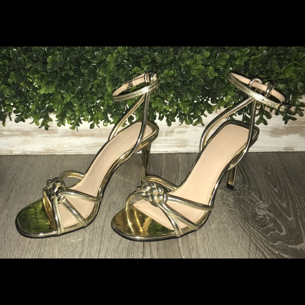 Zara Gold Sandals with Heels size 37 (6.5)